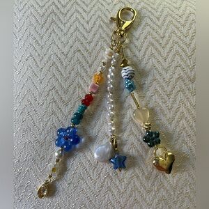 NWOT Gold, pearl and beaded purse charm